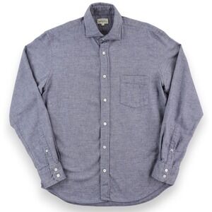 Hartford Shirt Mens Small Blue Flannel Cotton Long Sleeve Button Up Casual